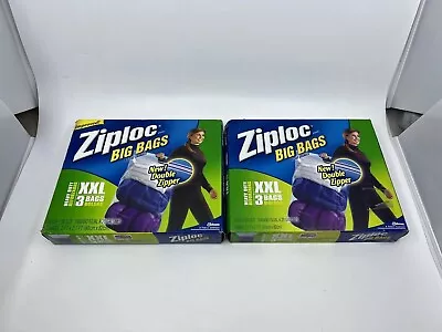 Lot Of 2 ZIPLOC Pack Of 3 XXL Heavy Duty Big Bags 2 Ft. X 2.7 Ft NOB (6 Bags) • £36