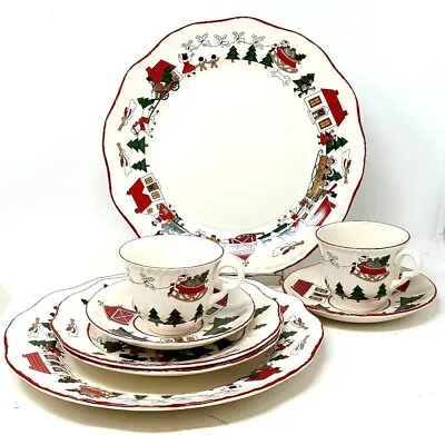 Mason Ironstone Christmas Village 2 Dinner 2 Salad/Dessert 2 Cups And 2 Saucers • $59.04