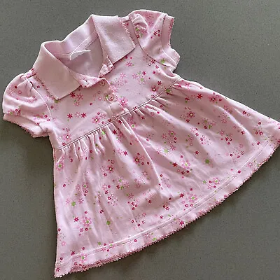 Baby Girl 0-3 Months Ladybird Pink Floral Short Sleve Collared Dress • £3