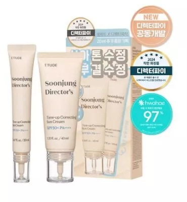 ETUDE SoonJung Director's Tone-up Correcting Sun Cream 40ml+20ml Set 24 S/S NEW • $29.50