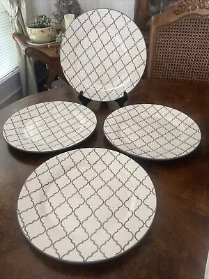 Baum Moroccan Grey Stoneware Dinner Plates 11in Set Of 4 • $32