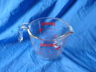 PYREX Clear Glass Measure One Cup W/ Red Graphics Corning  • $7.18