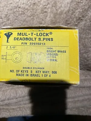 MUL-T-LOCK Double Cylinder Deadbolt 605(US3)Bolt Normal NO KEYS OR CARDS! • $100