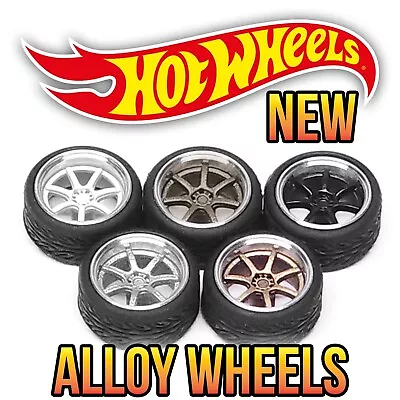 1/64 Scale WORK T7R 7 SPOKE ALLOY Real Rider Wheels Rims Tire Set For Custom Hot • $12.99