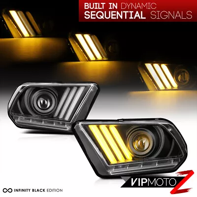 10-12 Ford Mustang S550 Style LED 3D Sequential Signal BLACK Projector Headlight • $268.95