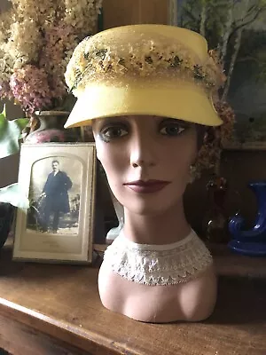 Vintage 1950’s Lovely Yellow Millinery Flower Veil Hat Unworn • $29.99