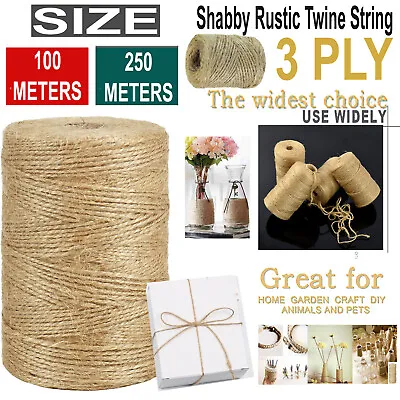 £0.99 • Buy 3 Ply Natural Jute Rustic Shabby Brown Twine String Burlap Shank Craft 100 -250m