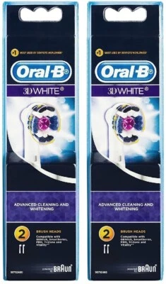 Oral-B 3D White Replacement Electric Toothbrush Heads Refills 2 X 2 Pack (4 Pcs) • $28