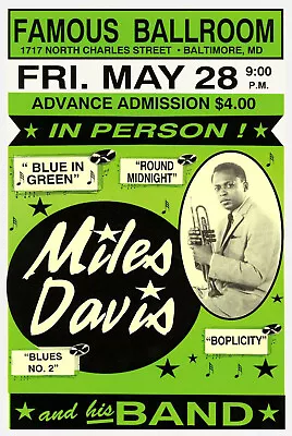 MILES DAVIS POSTER. Size Large - Approx A2. JAZZ. • £9.99