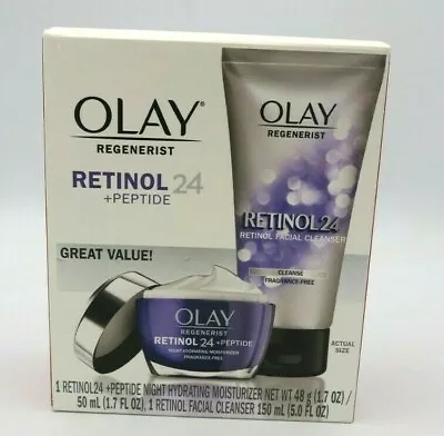  Olay Regenerist Retinol 24 +Peptide Facial Cleanser & Night Moisturizer 50mL  • $18.99