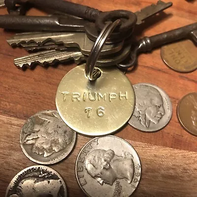 Keychain Key Ring FOB Solid Brass Triumph Motorcycle ‘76 1976 FREE SHIPPING • $8.99