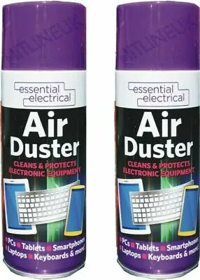 £7.99 • Buy 2 X 400ml Compressed Air Duster Spray Can Cleans Protects Laptops Keyboards HLU