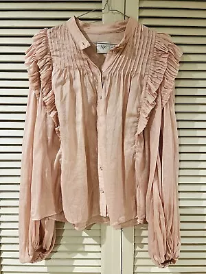 Gorgeous AJE  Silk Linen Frills Shirt Top * Size 14 • $149.90