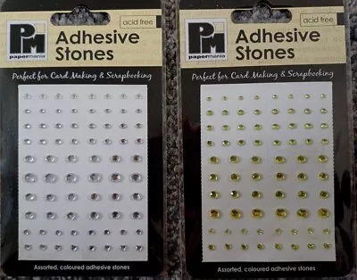 2 Packs Papermania Adhesive Stones - Silver & Lime -  Cardmaking Crafts  • £0.99