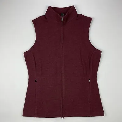 Ibex Womens Size M Red Maroon Merino Wool Zip Up Carrie Vest Sleeveless EUC • $74.97