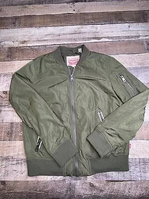 Levis Men S Bomber Jacket Ma-1 Military Green Lined Windbreaker Hipster Tag M • $27.99