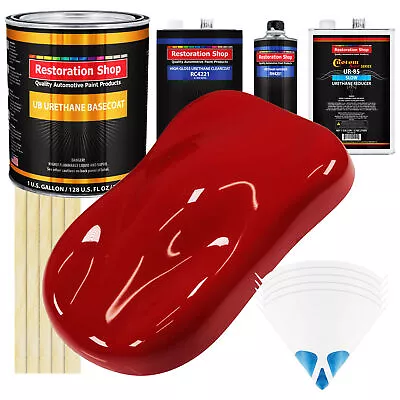 Victory Red SLOW 1 Gallon Automotive Car Paint Kit URETHANE BASECOAT & Clearcoat • $389.99
