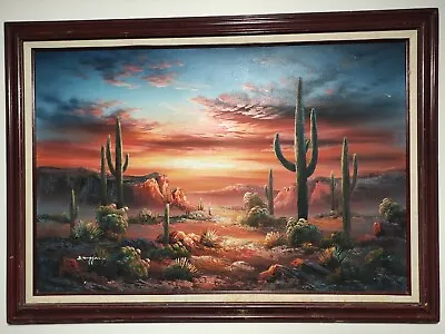 Bernard B Duggan Southwest Landscape Oil Painting Signed Canvas Large 24×36  • $500