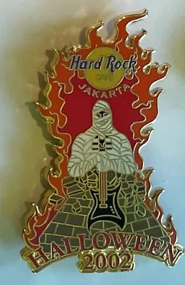 HRC - Hard Rock Pin - 2002 Halloween Jakarta Flaming Mummy With Guitar • $7.99