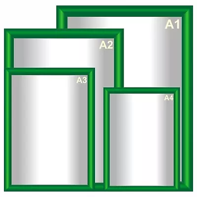 Green Snap Frames Poster Clip Holders Displays Retail Notice Boards A1/A2/A3/A4 • £24.99