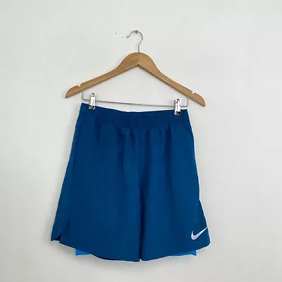 Nike Athletic Running Shorts 2in1 Built In Tights Mens Size M Blue Pockets. • £17.99