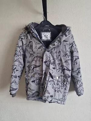 £10.99 • Buy Boys Warm Winter Coat Next N.X.T Dinosaurs Hooded 6 7 Years VGC Parker Grey