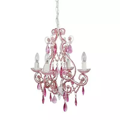 $119.60 • Buy Pink Mini-Chandelier W/4 Lights & Adjustable Chain Girl's Princess Room Pendant