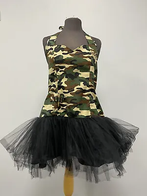 Sexy Army Girl Camo Dress Tutu - Size 10-12- Cosplay Fancy Dress Costume Uniform • £5.99