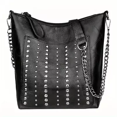 Vintage Shoulder Bag With Studded Detail Large Capacity Punk Style Crossbody • $49.99