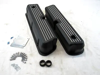 1962-85 Ford 289/302/351W Tall Alum. Ball Milled Valve Covers Black E41207BK • $84.99