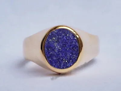 Solid 925 Sterling Silver Natural Blue Lapis Gemstone Birthday Gift Mens  Ring • $41.33