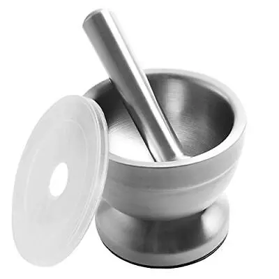 Mortar And Pestle Set Stainless Steel Spice Herb Grinder Molcajete With Lid NEW • $23.37