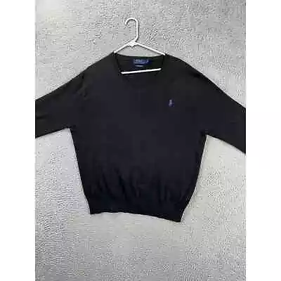 Polo Ralph Lauren Sweater Adult Large Black Pima Cotton V-Neck Pony Pullover Men • $23.75