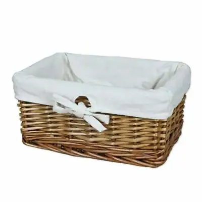 £20 • Buy Small Lined Wicker Storage Basket Brown Natural Woven Bathroom Pantry Shelving