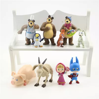 Masha And The Bear Masha Bear 10 PCS Action Figures Toy Dolls Gift Cake Topper • $14.99