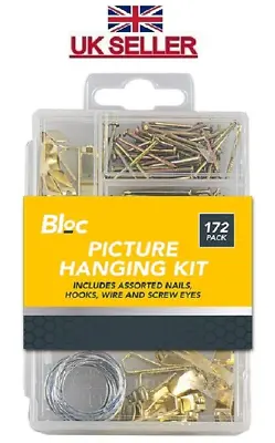 172x Picture Hanging Kit Set Hooks Nails Wire Photo Frame Mirror Holder Wall Art • £3.29