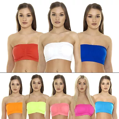 £3.99 • Buy Ladies Womens Sports Bra Vest Bandeau BoobTube Crop TOP Bras Size S M L XL New 
