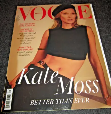British Vogue Jan. 2021 Kate Moss Demi Moore Chloe Zhao Joe Biden Marg. Atwood • $7.99