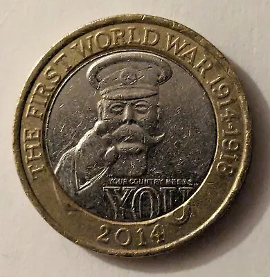 UK GB - Lord Kitchener £2 Two Pound Coin 2014 - First World War • £5