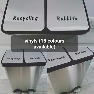 £1 • Buy Recycling & Rubbish Kitchen Bin Personalised Vinyl Stickers Labels