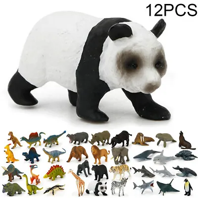 12X Animal Model Plastic Figures Jungle Wild/Ocean/Zoo Animal Playset Kids Toys • £8.64