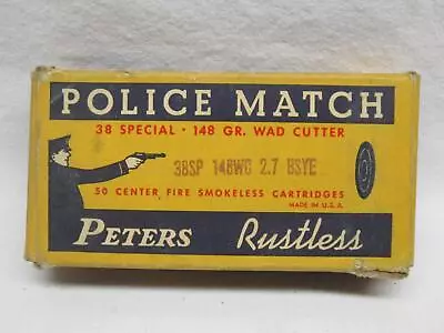 38 Special Police Match Cartridge Ammunition Ammo .38 Revolver Empty Box Vtg • $19.99