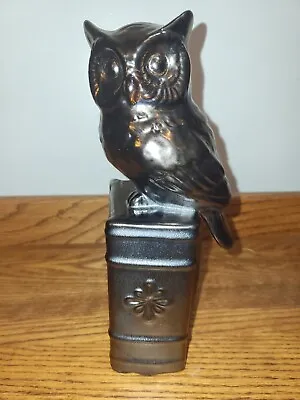 Vintage  Bronze Coated Ceramic Owl Perched On Book Bookend • $11.25