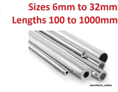 £10.86 • Buy ALUMINIUM ROUND TUBE SIZES 6mm,8mm 10mm  13mm  16mm  19mm  22mm 25mm 28mm 32mm