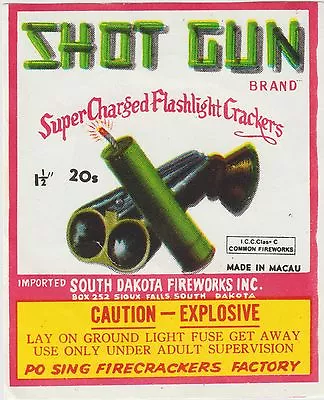 Vintage Shot Gun Brand Firecracker Pack Label South Dakota Fireworks Co. • $7.99