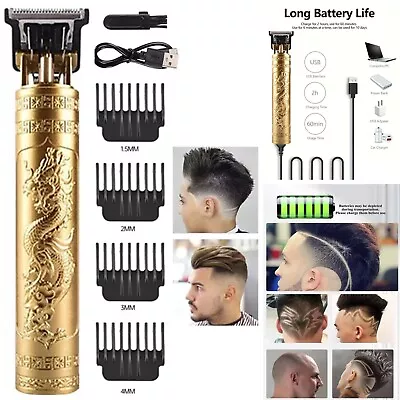 Professional Men Hair Clipper Trimmer Machine Cordless Beard Electric Gold UK • £4.75