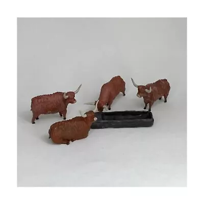 MBA Terrain Highland Cows And Trough Set (Painted) SW • $29.95