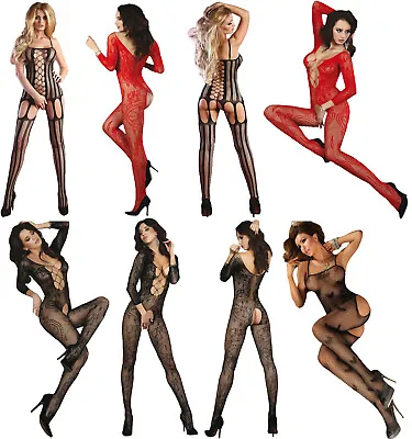 Erotic Body Stocking Crotchless Mesh Lace Net Bodysuit Lingerie Fetish Fishnet  • £5.95