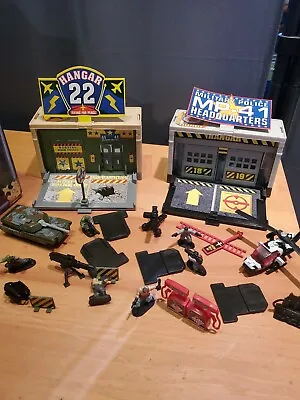 LOT (2) 1990's MATCHBOX Military PLAYSETS Mini HELICOPTER Hanger TANKS Figures • $29