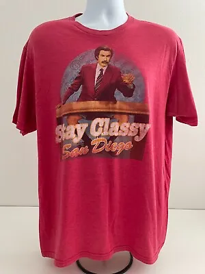 Anchorman Mens Size XL Red Casual Short Sleeve Crew Neck T-Shirt Ron Burgundy • $10.49